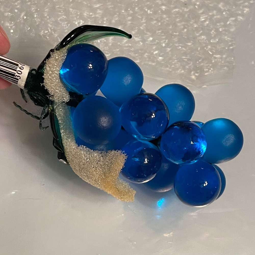Vintage MCM Mid Century Cobalt Blue Glass Grapes Cluster New Old Stock NOS NIB